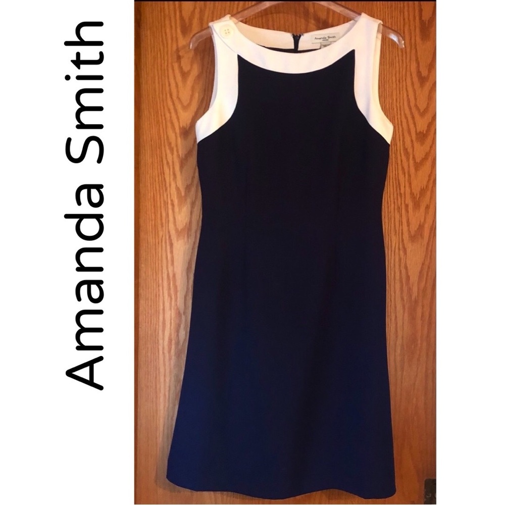 Amanda Smith Navy Blue & Cream Dress 6